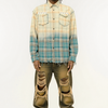 Ombré Dip-Dye Flannel Shirt | Distressed Frayed Hem Grunge Plaid