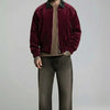 Velvet Contrast Collar Blouson Bomber Jacket