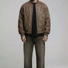 Snakeskin Embossed Ribbed Trim Bomber Jacket