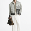 "Suffering" Graphic Print Zip-Up Jacket